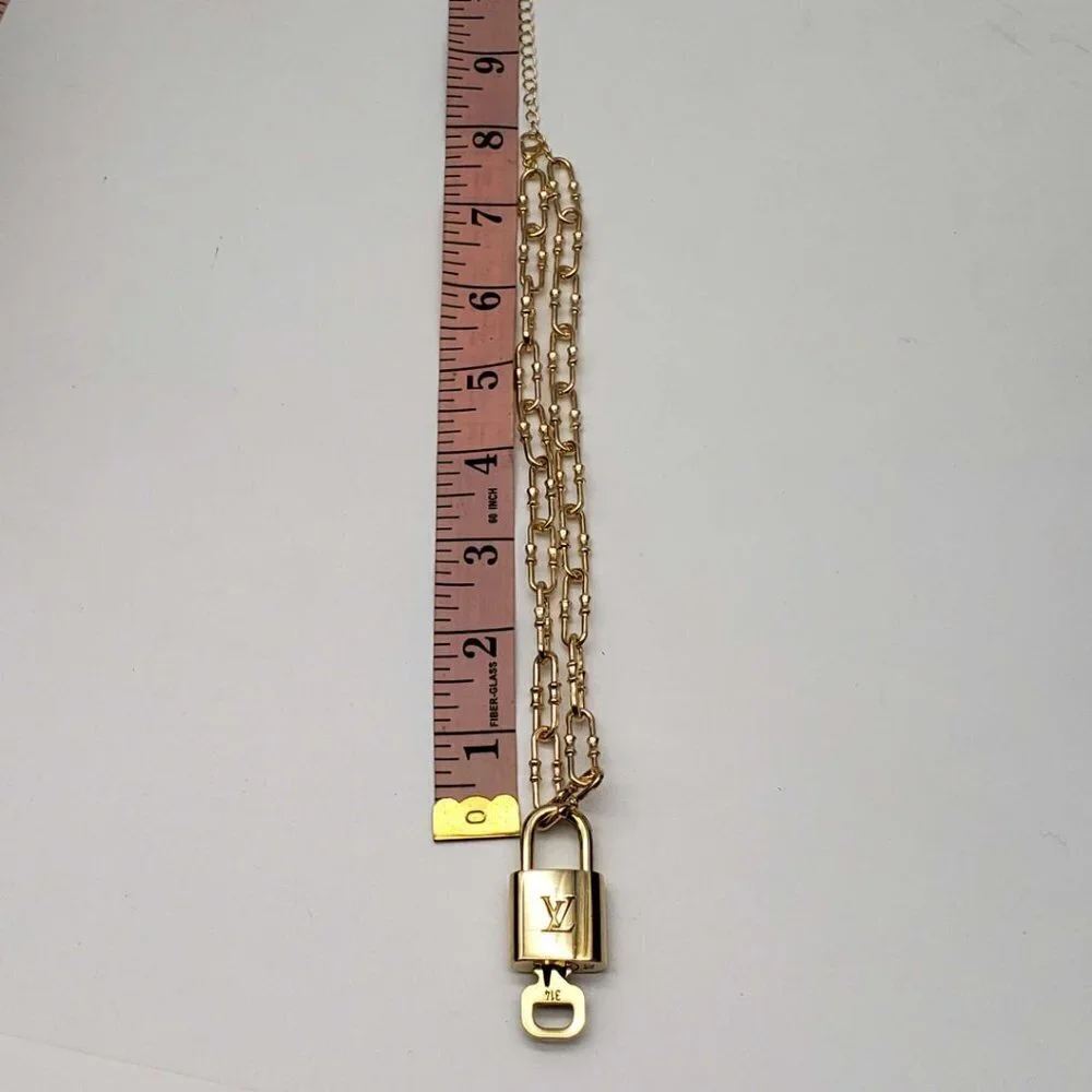 100% Auth Louis Vuitton Lock & Key with Unbranded Gold Plated Chain Necklace